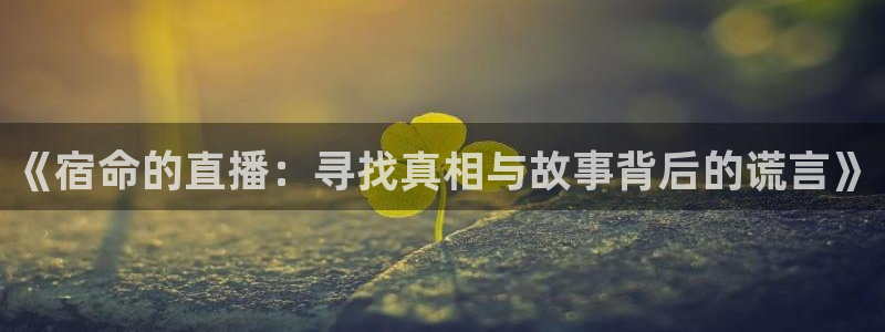 足球直播袋鼠：《宿命的直播：寻找真相与故事背后的谎言》